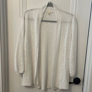 Eileen Fisher White Organic Linen & Cotton Blend Cardigan